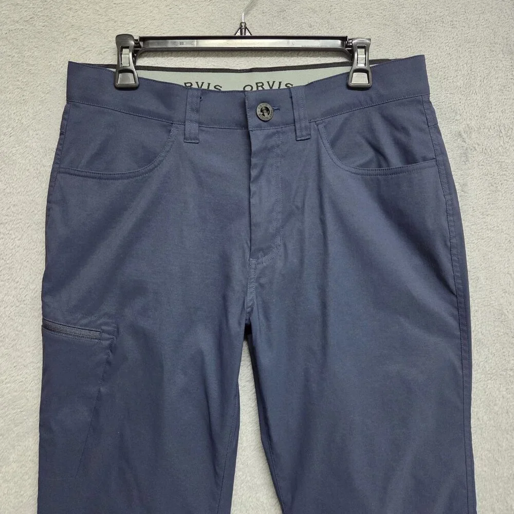 Orvis Tech Pants Men 32x34 Blue Straight Leg Water Repellent Performance Stretch